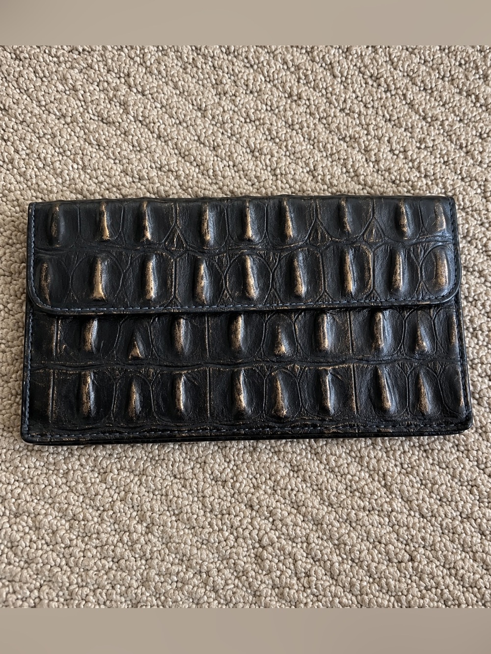 Faux Croc Black Metallic Wallet Card Case
